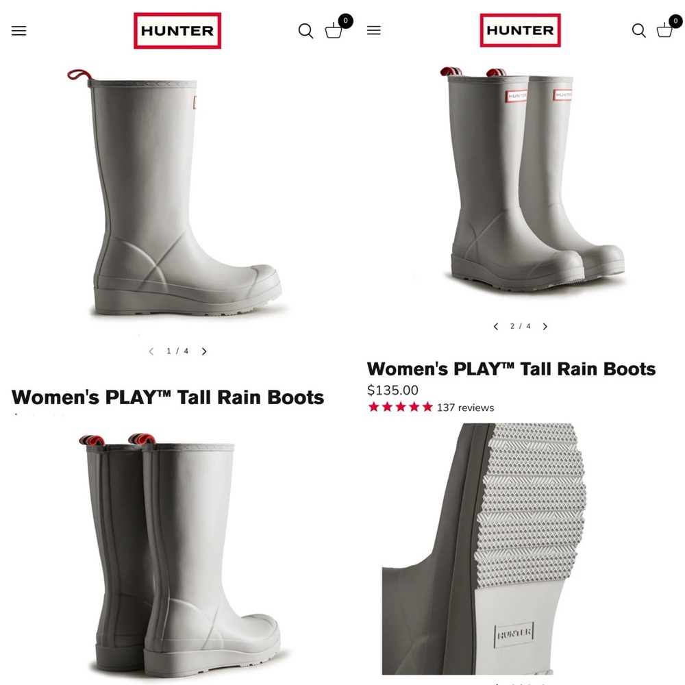 ☁️ Splash in Style: Hunter PLAY Tall Boots in Zinc – Size 9 👢💦